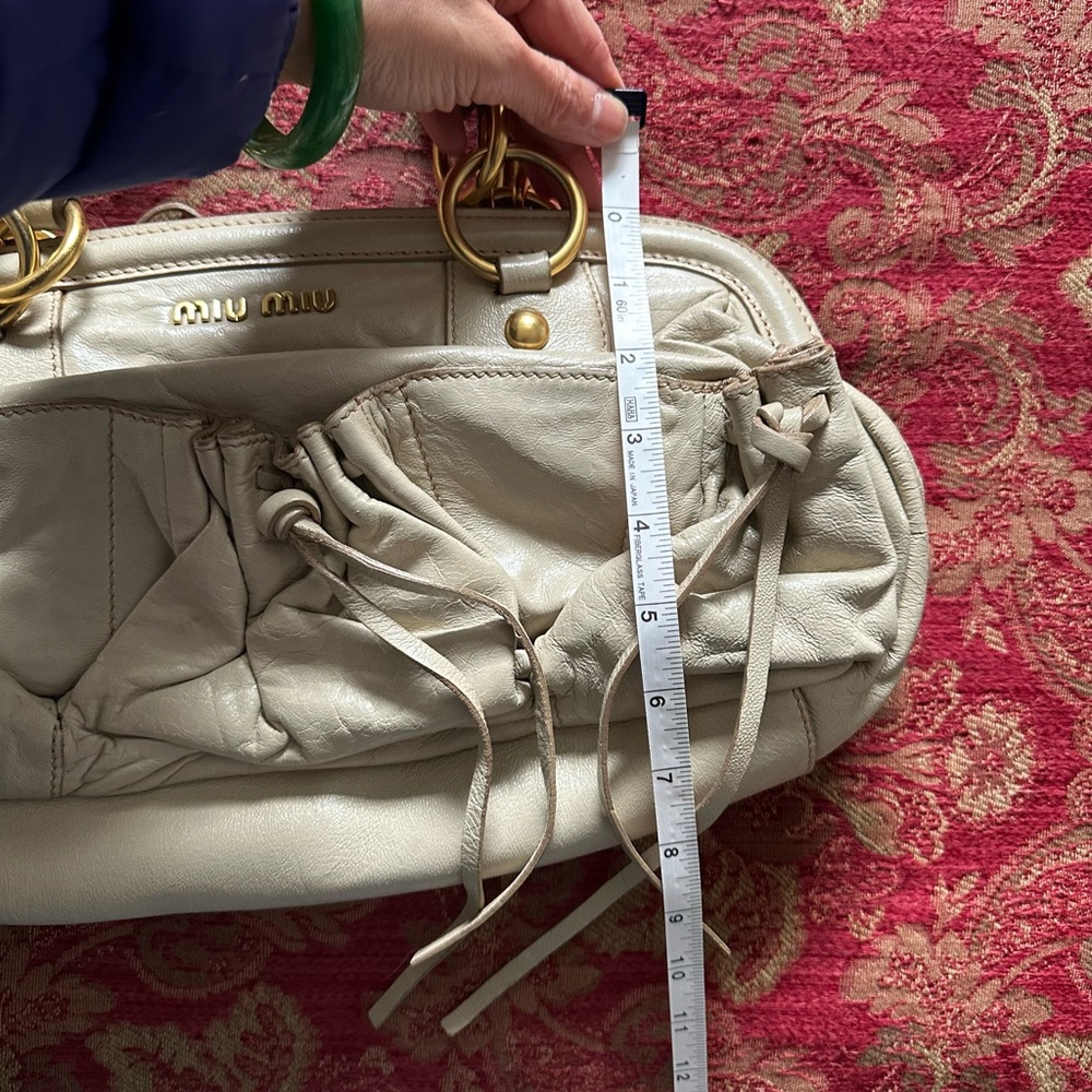 Miu Miu Gray Slouchy Shoulder Bag with Gold-Tone Accents - Picture 8 of 11